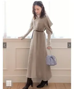 ベルト付きパワショルニットワンピース　mb1267 グレイル　GRL grl