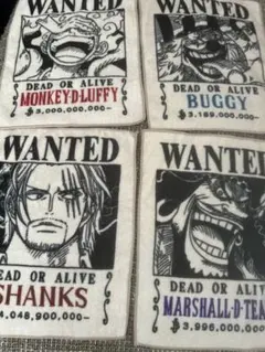 ワンピースの一番くじデザインタオル4枚セット