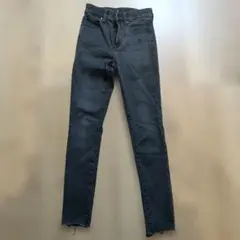 ユニクロ JEANS スキニーデニム ダメージ加工 ブラック