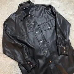 極美品✨ ZARA フェイクレザー オーバーサイズ シャツ 試着のみ