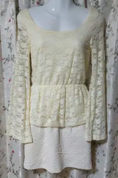 クリーム色レースミニワンピース