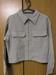 GU　千鳥格子ショート丈ジップジャケット　春のサムネイル