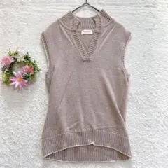 美品★ウール100% 【ポーティ】 スキッパー ニットベスト （M） 日本製