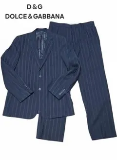 ​【極美品】D&G ドルガバ セットアップスーツ 紺 ストライプ 50 大きめ