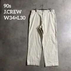 90s J.CREW コットンチノパン W34×L30 オフホワイト　USA古着のサムネイル