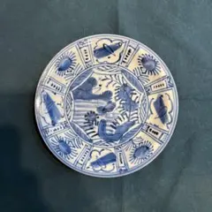 皿 2枚 染付 芙蓉手 明治 大正 銘 訳あり 欠け 擦れ ロ号 古伊万里 皿 2枚 染付 芙蓉手 明治 大正 銘 訳あり 欠け 擦れ ロ号