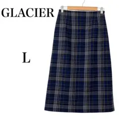 【グラシア】 ロングスカート マキシ丈 チェック フレア L