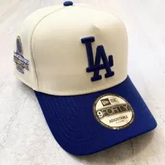 海外限定】ニューエラ ドジャース 9FORTY 白＆ブラウン＆青 サイド 