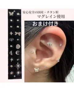 即日発送　おまけ付き！耳つぼジュエリー透明　マグレインチタン　20粒シルバー国産