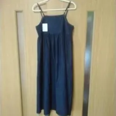 デニム素材　ロングエプロン