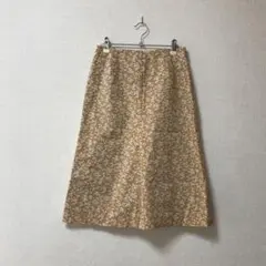【KEITH】キース　美品　ベージュ系 花柄 ひざ丈 スカート シンプル 日本製