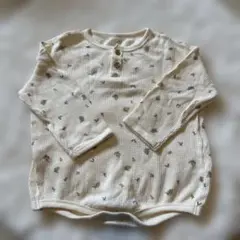 美品　アプレレークル　ワッフル総柄ボディースーツ　80センチ