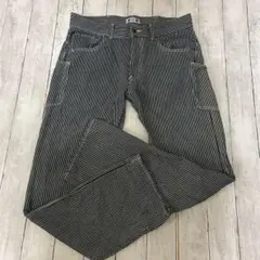 「ＧＵ × STUDIO SEVEN 」ヒッコリーストライプ ワークパンツ Ｌのサムネイル