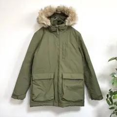 【美品】アディダス　中綿ジャケット　ファー付き　カーキ　LL 男女兼用　ゆったり