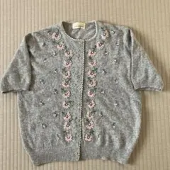 MITSUKOSHI 花柄刺繍 カーディガン 半袖　アンゴラ混ウールのサムネイル