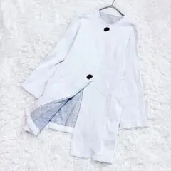 美品✨ジャンニロジュディチェ ストレッチノーカラーコート 日本製 ホワイト