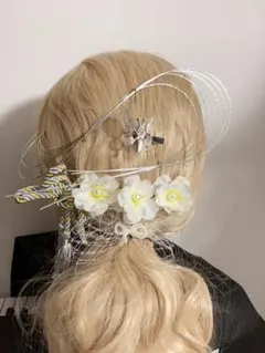 卒業式　結婚式　成人式　水引髪飾り　着物　前撮り　七五三　シルバーヘアピン蝶々