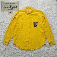 90s カステルバジャックスポーツ　刺繍ワッペン 長袖シャツ イエロー　Y2Kのサムネイル