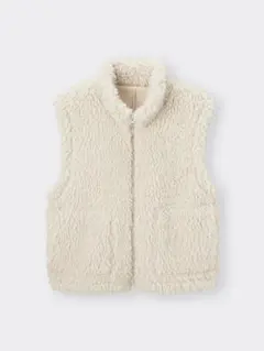 GU カーリーフリースジップベスト ナチュラル XS