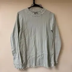 Samansa Mos2 ミントグリーン フリル長袖トップス