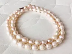 ✨やさしく輝く金粉色｜淡水真珠ネックレス 43.5cm /925シルバー 