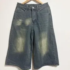 綿56%【シーイン】デニムハーフパンツ 25 無地