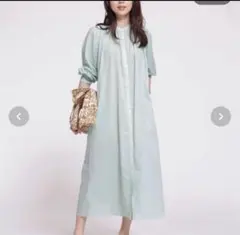 ナノユニバース　ミントグリーン 長袖 シャツワンピース