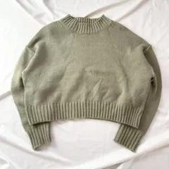 WEGO ショート丈ニット セーター カーキ クロップド