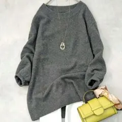 美品★ジャーナルスタンダード カシミヤウールボートネックチュニックニット グレー