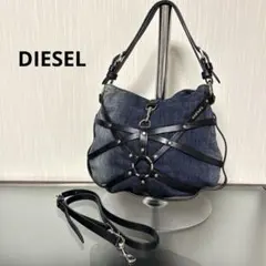 DIESEL デニム 2way ショルダーバッグ レザー ハーネス y2k