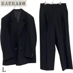 【BARBANO】ブラックフォーマルスーツ ダブルセットアップ 金ボタン 黒 L