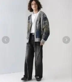 ハレ　アブストラクト柄カーディガン