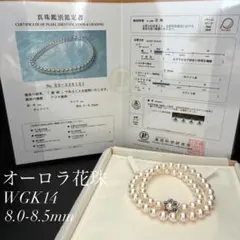最高級/オーロラ花珠/WGK14】 あこや真珠 パール ネックレス 8.5mm