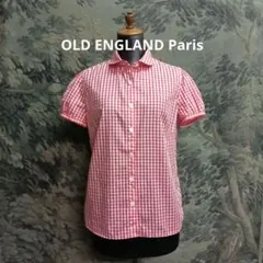 OLD ENGLAND 丸襟　ギンガムチェック 半袖　パフブラウス