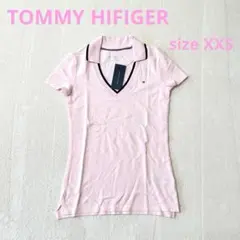 TOMMY HILFIGER ピンク Vネックポロシャツ XXS