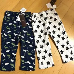 新品 裏起毛 星柄・恐竜柄パンツ2点セット 90cm