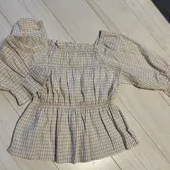 ラブトキ　145 -155シャーリングブラウス　チェック　美品 140 150