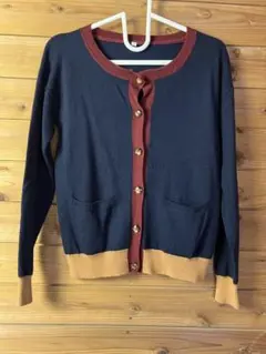 Mサイズ ネイビー 赤 カーディガン