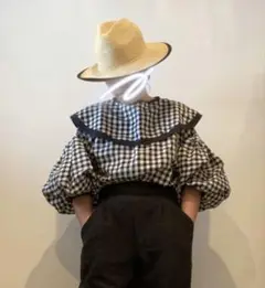 チェック柄トップス袖フリルito fukuoka