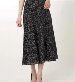 フレアロングスカート ドット柄