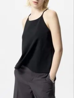 新品 ユニクロ UNIQLO クレープジャージーブラキャミソール M BLACK