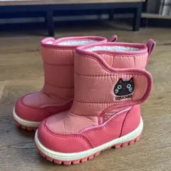 子供用　スノーブーツ　ピンク 16.0cm 猫刺繍