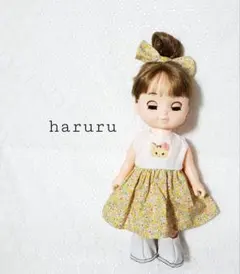 メルちゃん服　ソランちゃん服　コルネちゃん服　レミンちゃん服　猫イエロー花柄