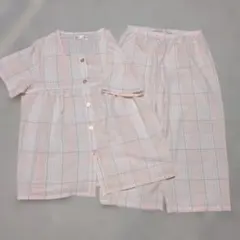 しまむら ピンクチェック柄 パジャマ 上下セット L