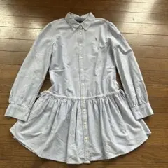 Ralph Lauren girls ボタンダウンワンピース　14 ブルー