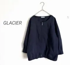 GLACIER ノーカラージャケット L ネイビー