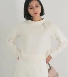 ANAYI アナイ　ビジュー付きホワイトニット長袖