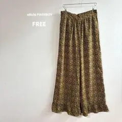 美品 アリシア ページボーイ 花柄 イージーパンツ ギャザー裾 ゆったり フリー