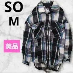 美品✨一点物✨SO【М】 チェック柄 フリース　フランネルシャツジャケット　厚