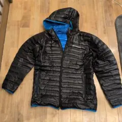 Columbia フード付きダウンジャケット Lサイズ ブラック/ブルー